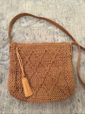 CHANEL Tan Leather Woven Crossbody Bag